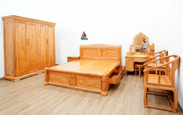 Hình ảnh thực tế giường gỗ tự nhiên