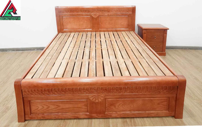 Giường ngủ gỗ sồi GN39 màu cánh gián dạt thẻ