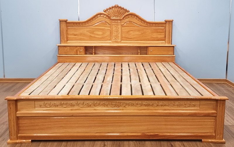 Giường ngủ gỗ đỏ có ngăn kéo đầu giường