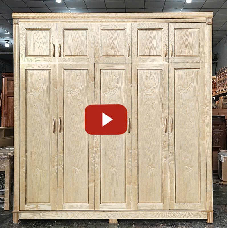 Tủ quần áo 5 cánh 2 tầng gỗ sồi