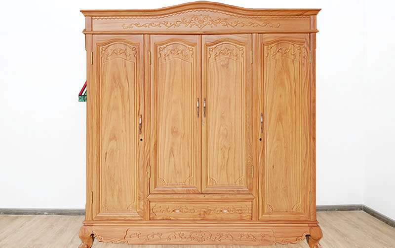 Tủ quần áo gỗ gõ đỏ kiểu cổ điển