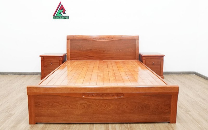 Mẫu giường gỗ xoan đào GN27 dạt phản kiểu bầu