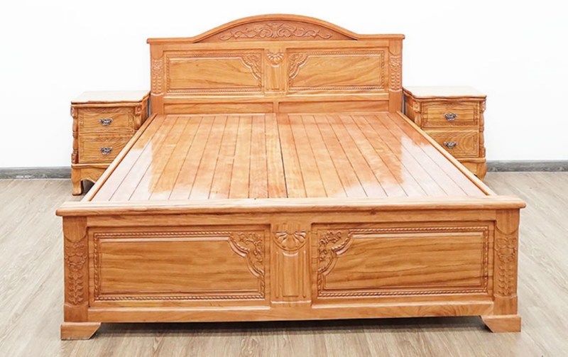 Giường ngủ gỗ gõ đỏ GN34 dạt phản kiểu xà cong