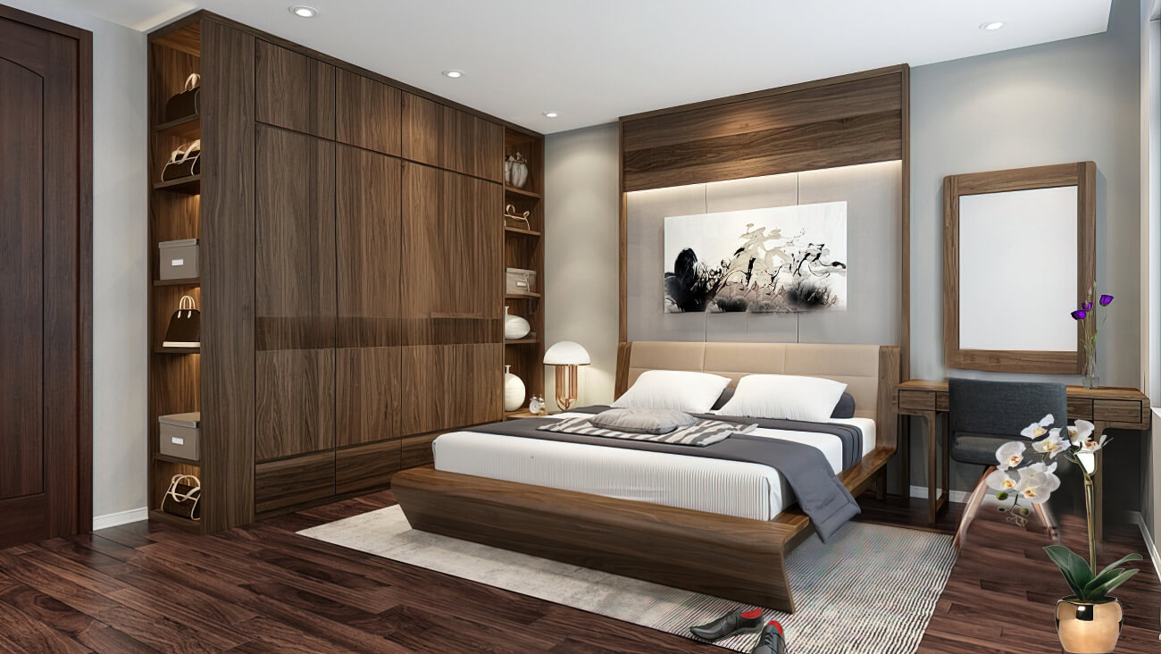 Gỗ vẫn luôn là nguyên liệu được ưa chuộng trong thiết kế nội thất phòng ngủ. Hãy cùng khám phá xu hướng thiết kế nội thất phòng ngủ gỗ đẹp nhất với những chiếc giường ngủ được thiết kế trẻ trung, hiện đại và vô cùng sang trọng. Từ gỗ tối đen đến sắc thái gỗ nhẹ, bạn sẽ tìm thấy thiết kế nội thất phòng ngủ gỗ đẹp nhất phù hợp với mọi phong cách.