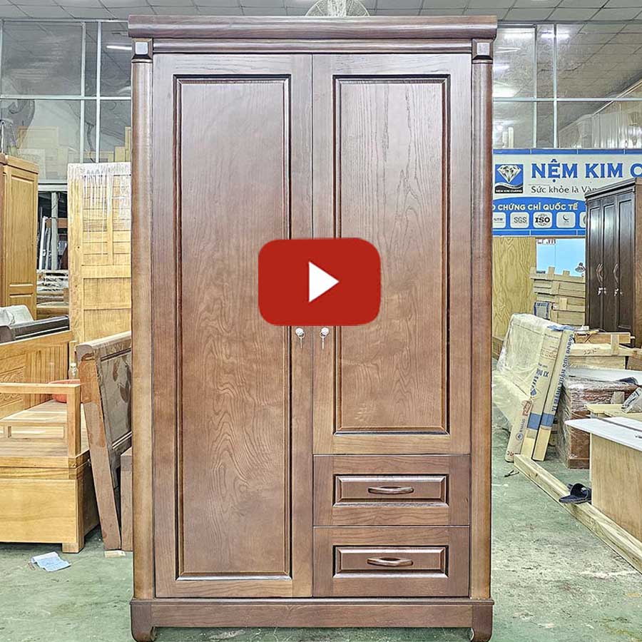 Tủ gỗ sồi sơn màu óc chó