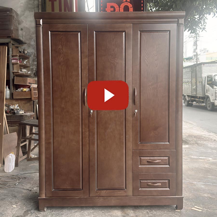 Tủ Quần Áo Gỗ Sồi Màu Óc Chó