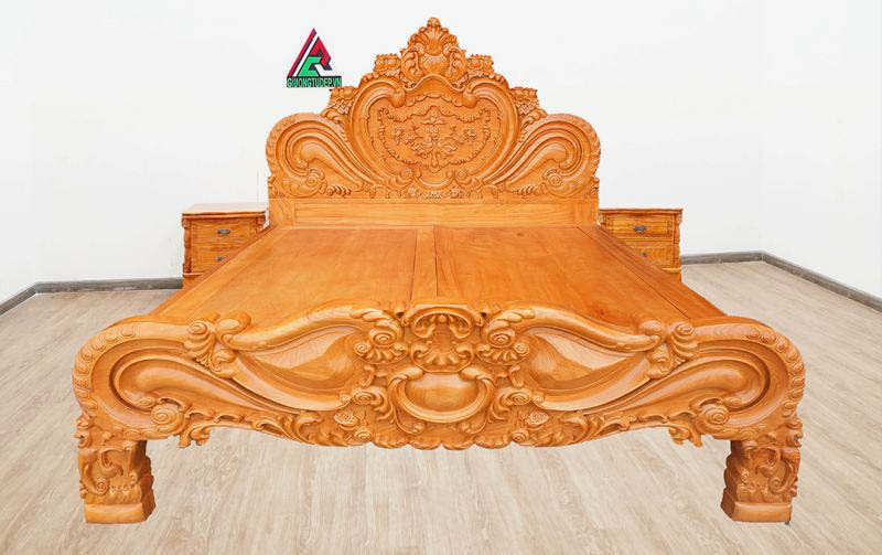 Giường gỗ gõ đỏ GN71 là giường hoàng gia gỗ gõ đỏ cổ điển