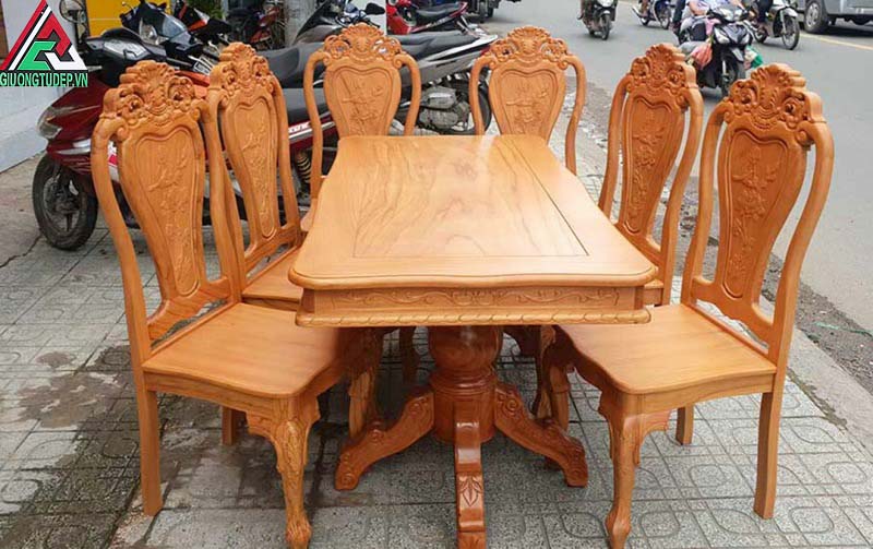 Mẫu bàn ăn 6 ghế tiết kiệm không gian diện tích