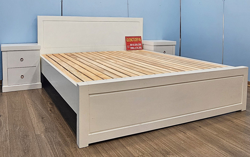 Giường Màu Trắng Gỗ Tự Nhiên