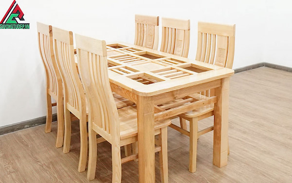 bộ bàn an 6 ghế gỗ tự nhiên