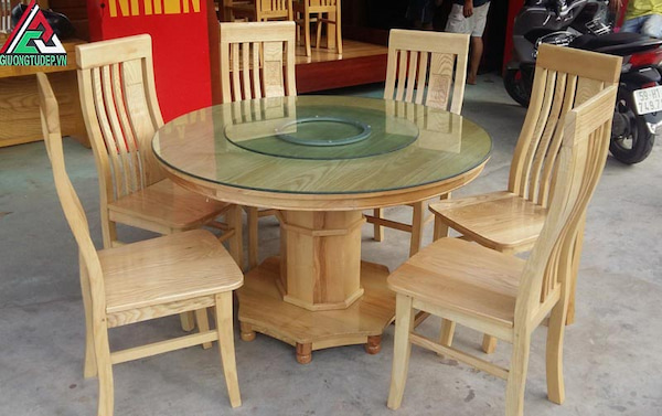 bàn ăn gỗ sồi tự nhiên