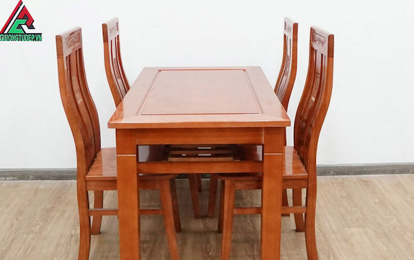 bàn ăn gỗ mặt chữ nhật 4 ghế