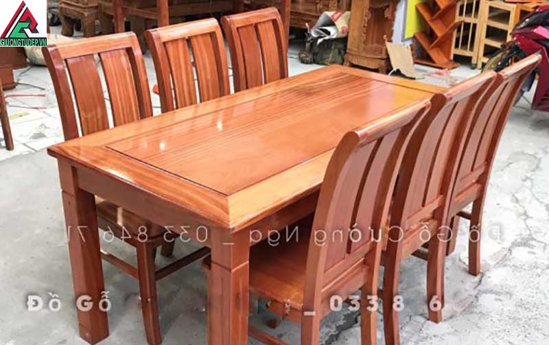 Bàn ăn gỗ xoan đào GN35 6 ghế