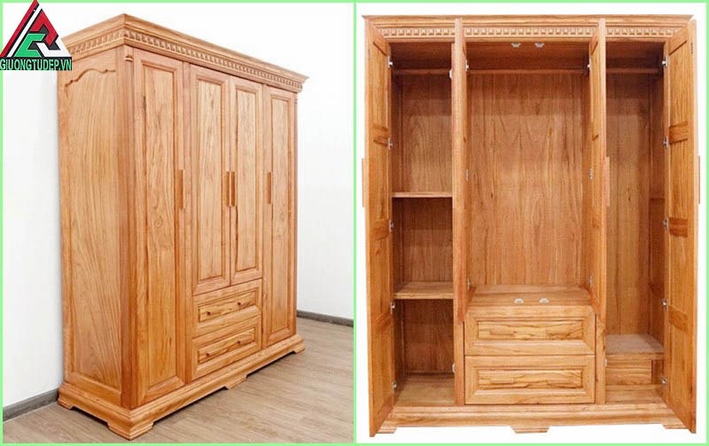 Tủ quần áo gỗ tự nhiên nổi tiếng về độ bền, chắc chắn, sử dụng lâu dài.
