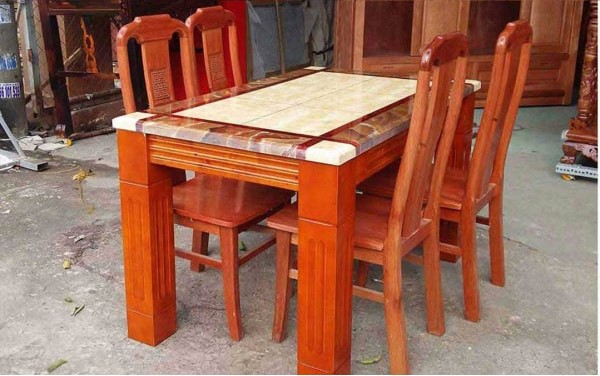 bộ bàn ăn 4 ghế gỗ tự nhiên