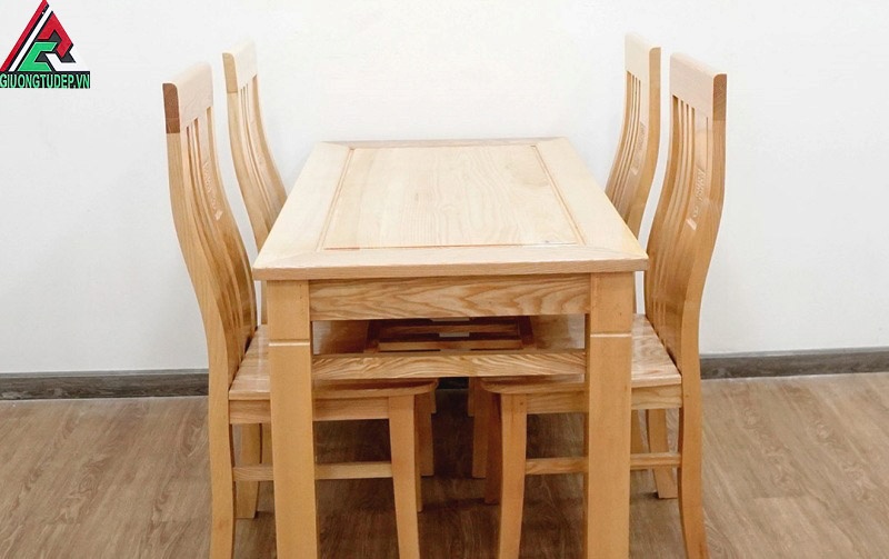 Mẫu bàn ăn 4 ghế thiết kế nhẹ nhàng, tinh tế