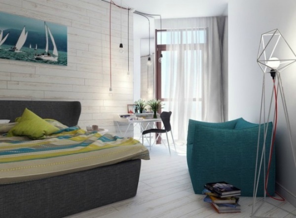 Với ý tưởng mang biển cả vào phòng ngủ, thiết kế hiện đại của Oksana Mukhina giúp bạn nhẹ nhàng thư thái như ngủ trên một chiếc thuyền bồng bềnh ở đại dương.