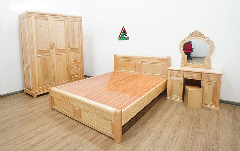 Giường ngủ gỗ sồi 1m8x2m cho tổng thể không gian phòng ngủ hài hoà