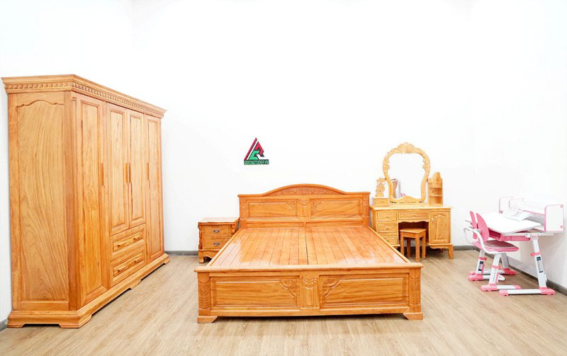 Mẫu combo nội thất phòng ngủ gỗ tự nhiên CB34