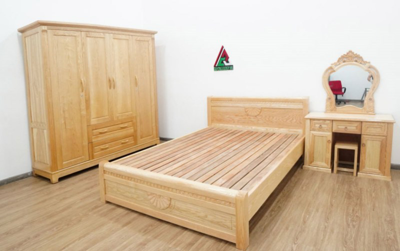 Combo phòng ngủ gỗ tự nhiên bền đẹp, sang trọng