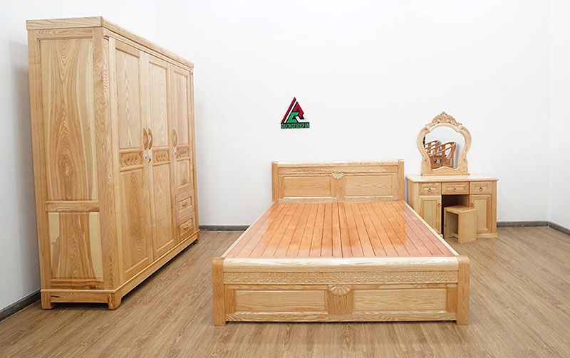 Combo phòng ngủ gỗ sồi CB92 với màu trắng kem tự nhiên sang trọng quý phái