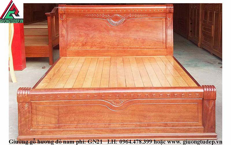 Giường gỗ hương đá GN21 dạt phản chân 14 trang nhã sang trọng