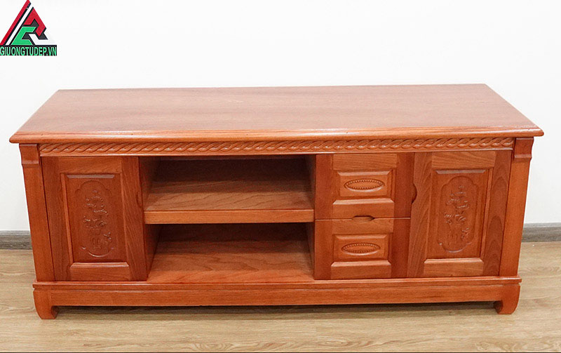 Kệ tivi gỗ xoan đào KTV01 kiểu phẳng dài 1m6 đến 2m