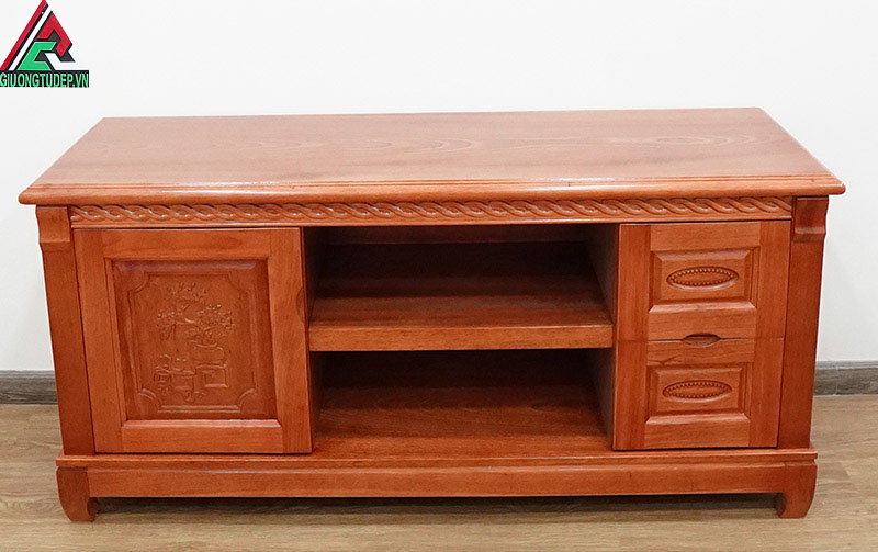Kệ tivi gỗ xoan đào KTV02 kiểu phẳng dài 1m2 đến 1m4