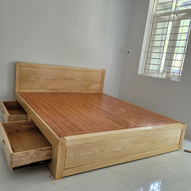 Nội Thất Giường Tủ Đẹp vừa hoàn thành lắp đặt giường gỗ sồi GN93
