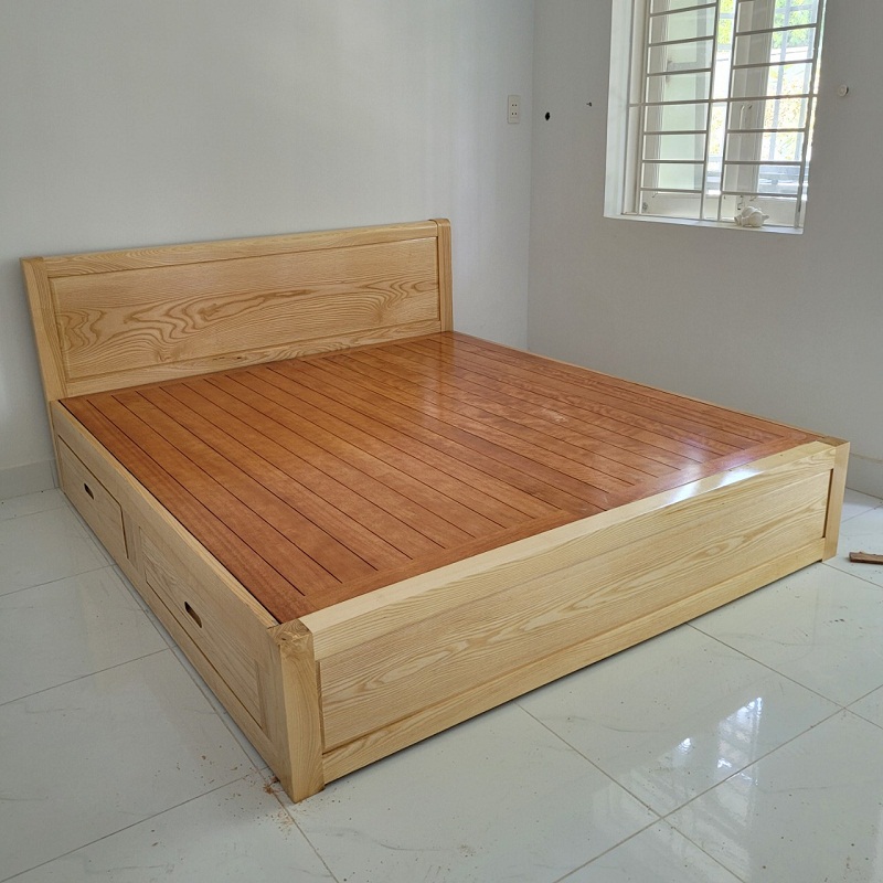 Nội Thất Giường Tủ Đẹp vừa hoàn thành lắp đặt giường gỗ sồi GN93