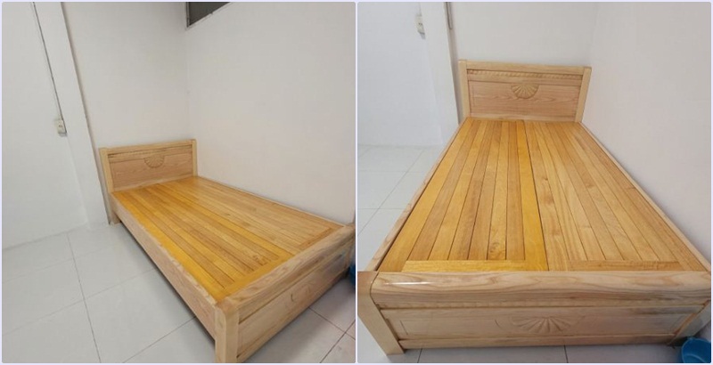 giường gỗ sồi GN07 1m2x2m