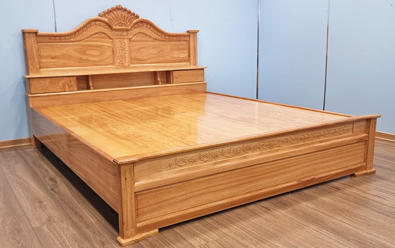 Giường Ngủ Có Ngăn Kéo Đầu Giường Gỗ Gõ Đỏ