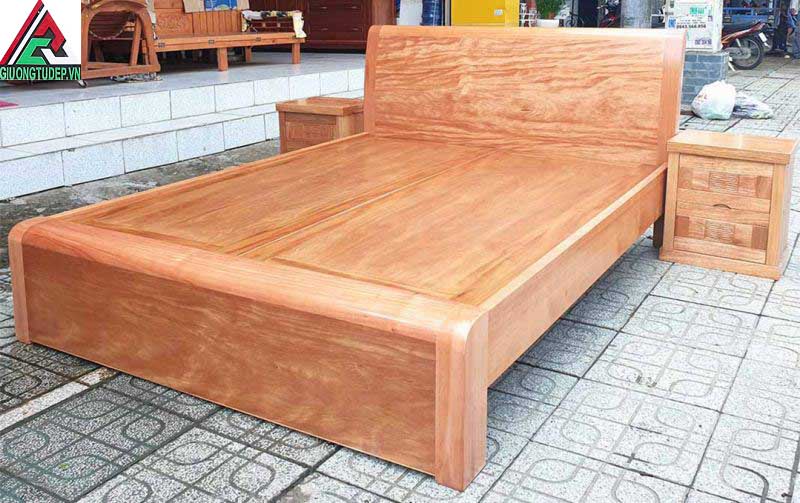 Mẫu giường gỗ đinh hương GN30 dạt phẳng kiểu cuốn trơn