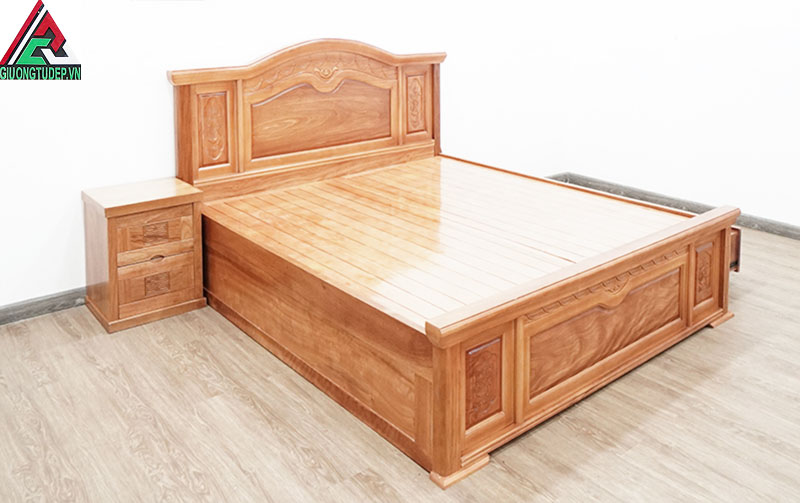Mẫu giường gỗ đinh hương GN96 hộp kéo dạt phản kiểu nữ hoàng