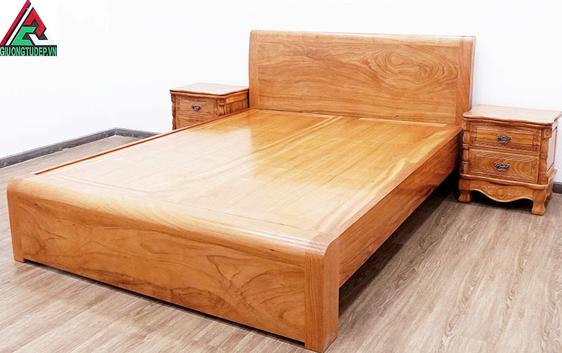 Giường gỗ gõ đỏ GN52 dạt phẳng kiểu cuốn trơn