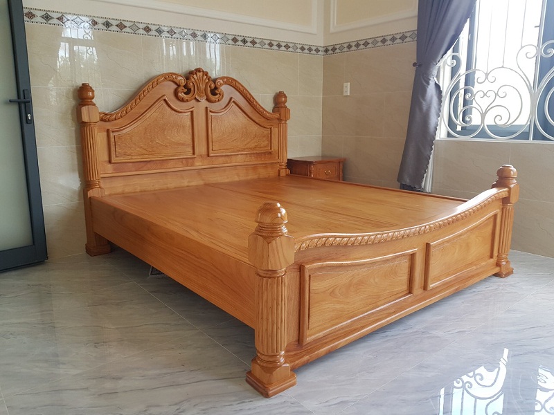 Hoàn thành lắp đặt hai giường gỗ gõ đỏ GN57 và tủ đầu giường gỗ gõ đỏ