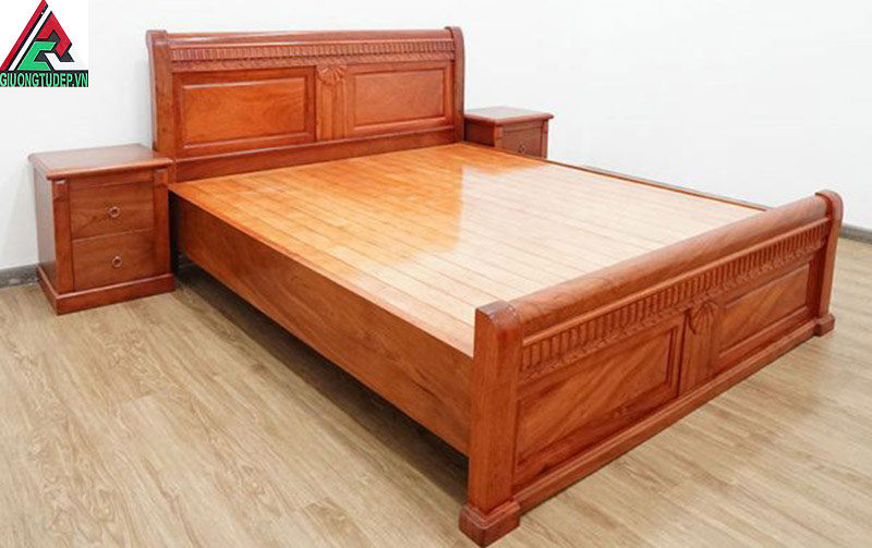 Mẫu giường gỗ hương đá GN56 kiểu quạt dạt phản
