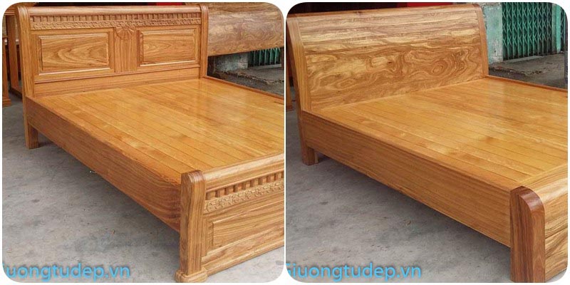 Giường gỗ hương vân được làm 100% gỗ tự nhiên không pha tạp