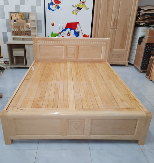 giường gỗ sồi tân cổ điển