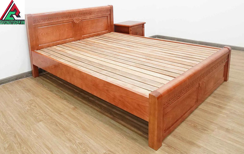  Giường ngủ gỗ sồi GN39 màu cánh gián dạt thẻ