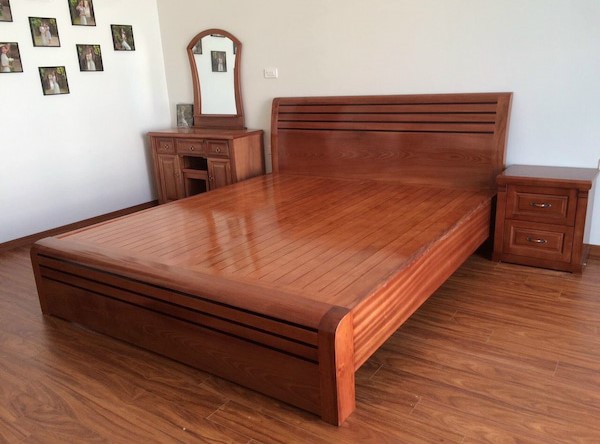 giường gỗ sồi nga 2mx2m2