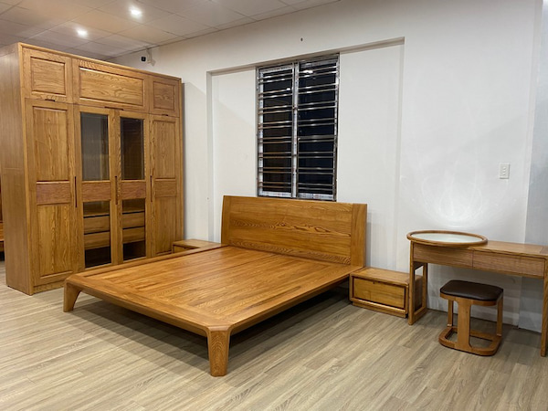 giường gỗ sồi nga 2mx2m2