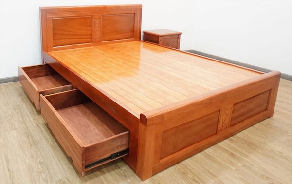giường gỗ xoan đào 1 6m