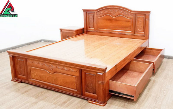 giường gỗ xoan đào 1 6m