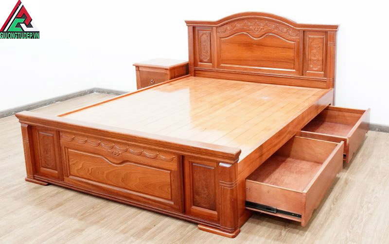 Giường gỗ xoan đào tân cô điển - 100% - chuẩn GỖ không pha tạp