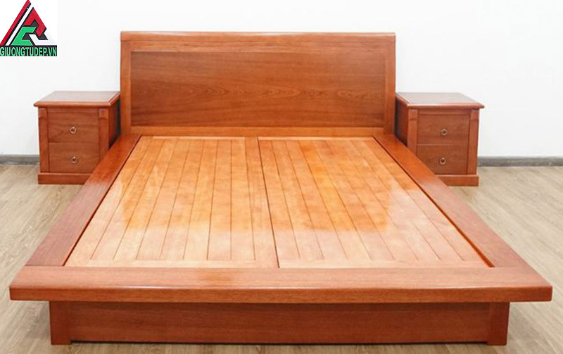 Mẫu giường gỗ xoan đào GN16 kiểu nhật dạt phản