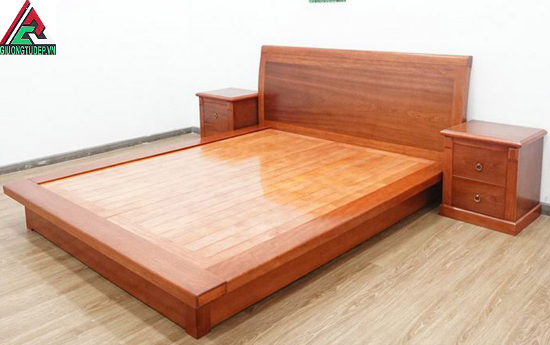 Mẫu giường gỗ xoan đào GN16 kiểu nhật dạt phản