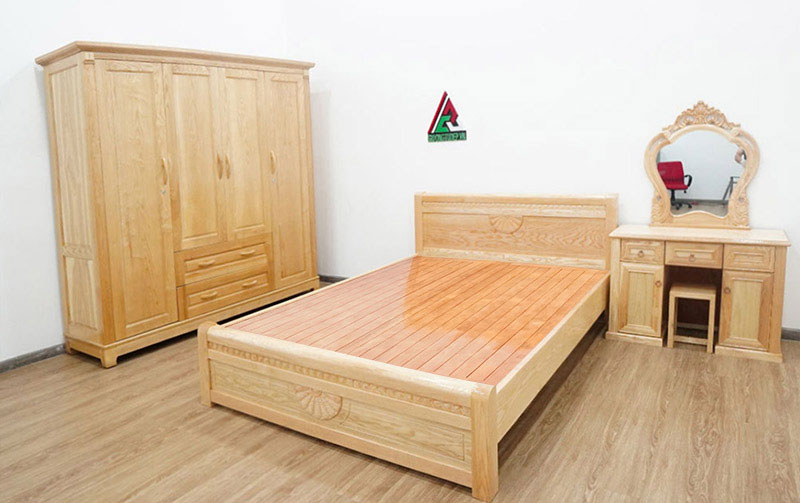 Mẫu giường gỗ sồi kích thước 1m2x2m đẹp