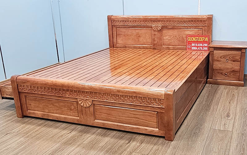 giường ngủ gỗ sồi chất lượng