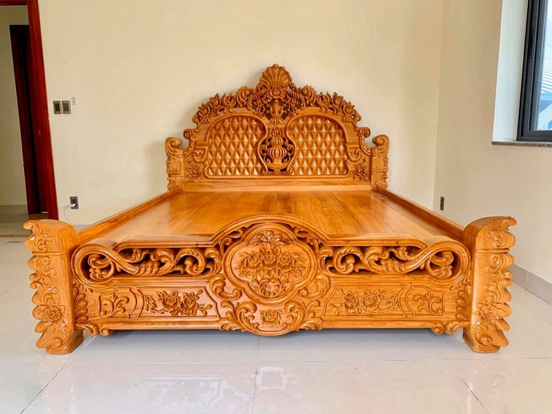 Giường gỗ gõ đỏ GN17 với vẻ đẹp thượng hạng, quý phái và sang trọng
